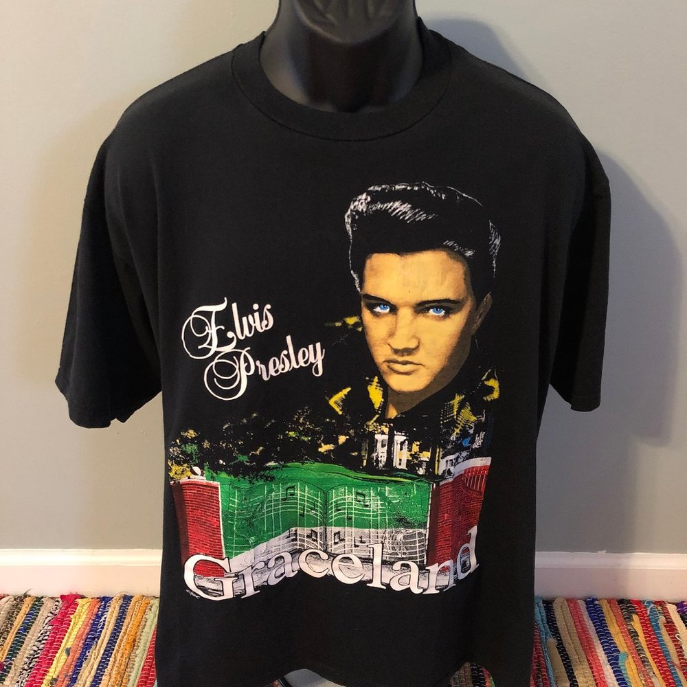80s Elvis Presley Graceland Shirt Music Black XL